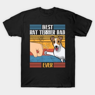 Rat Terrier Dog And Daddy Hand To Hand Best Rat Terrier Dad Ever Dog Father Parent July 4th Day T-Shirt